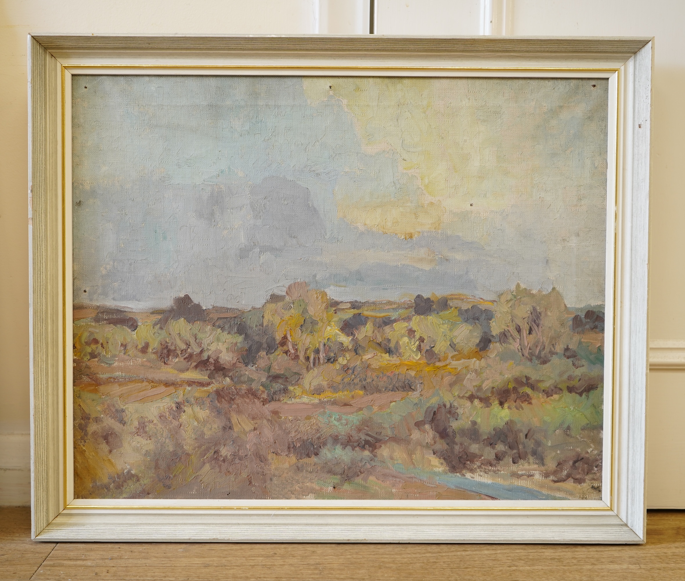 Arthur Spooner (1873-1962), Landscape, unsigned, oil on canvas, 40 x 49cm, Provenance - Artists summer studio, East coast.